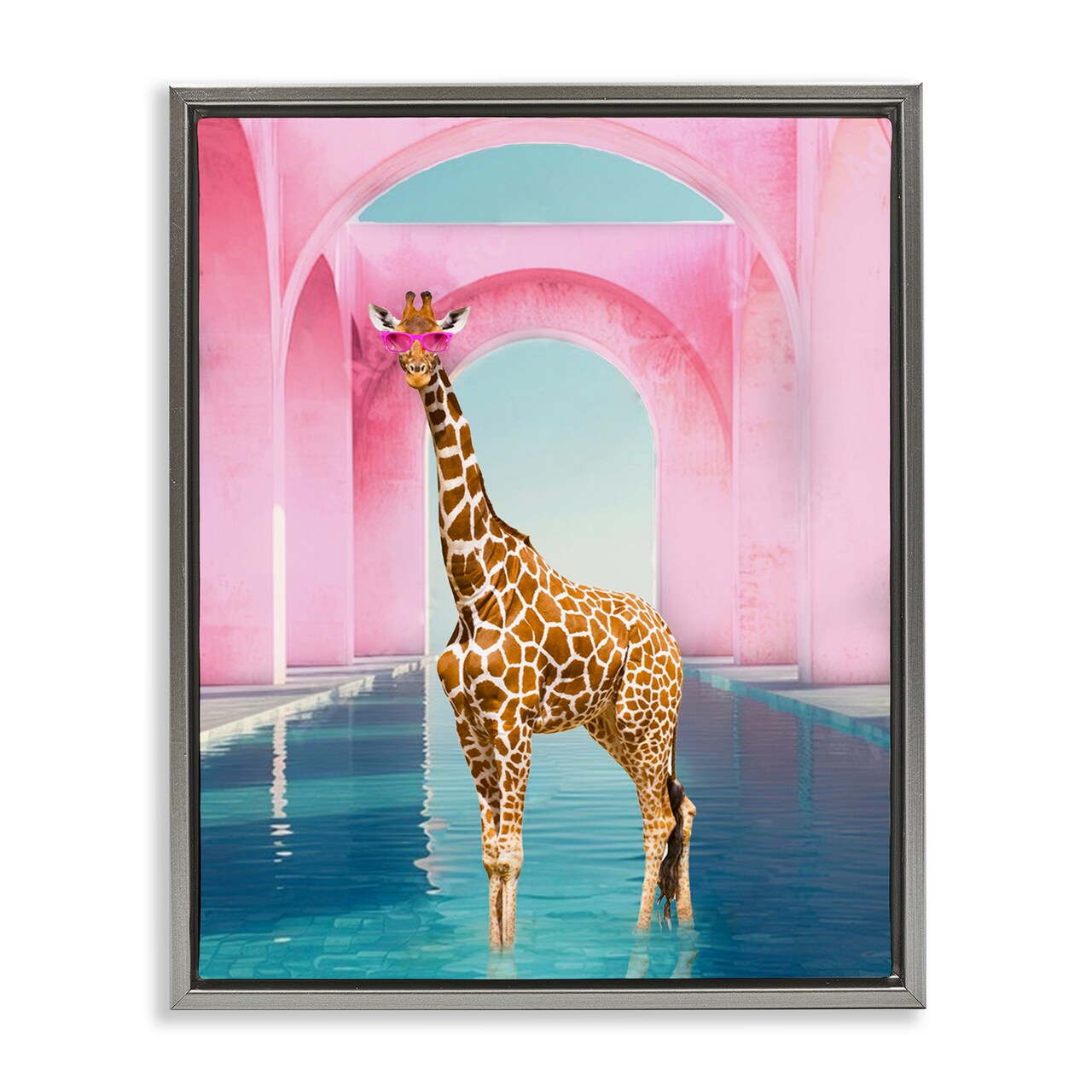 Stupell Industries Glam Giraffe with Pink Arches Floating Frame, design by Ziwei Li